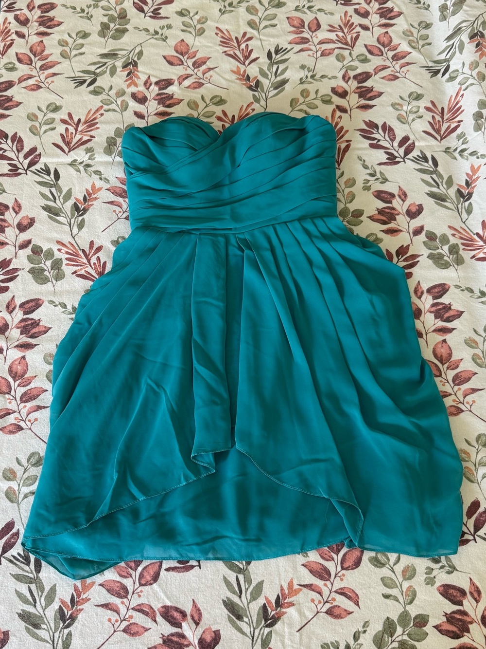 Teal Strapless Mini Chiffon Cocktail Dress